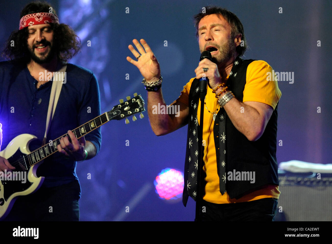 March 24, 2012 - Toronto, Cananda - Paul Rodgers performs on stage with The Sheepdogs at the 12th Annual Indies Awards during the 2012 Slacker Canadian Music Week. (DCP/BRP/N8N) Stock Photo