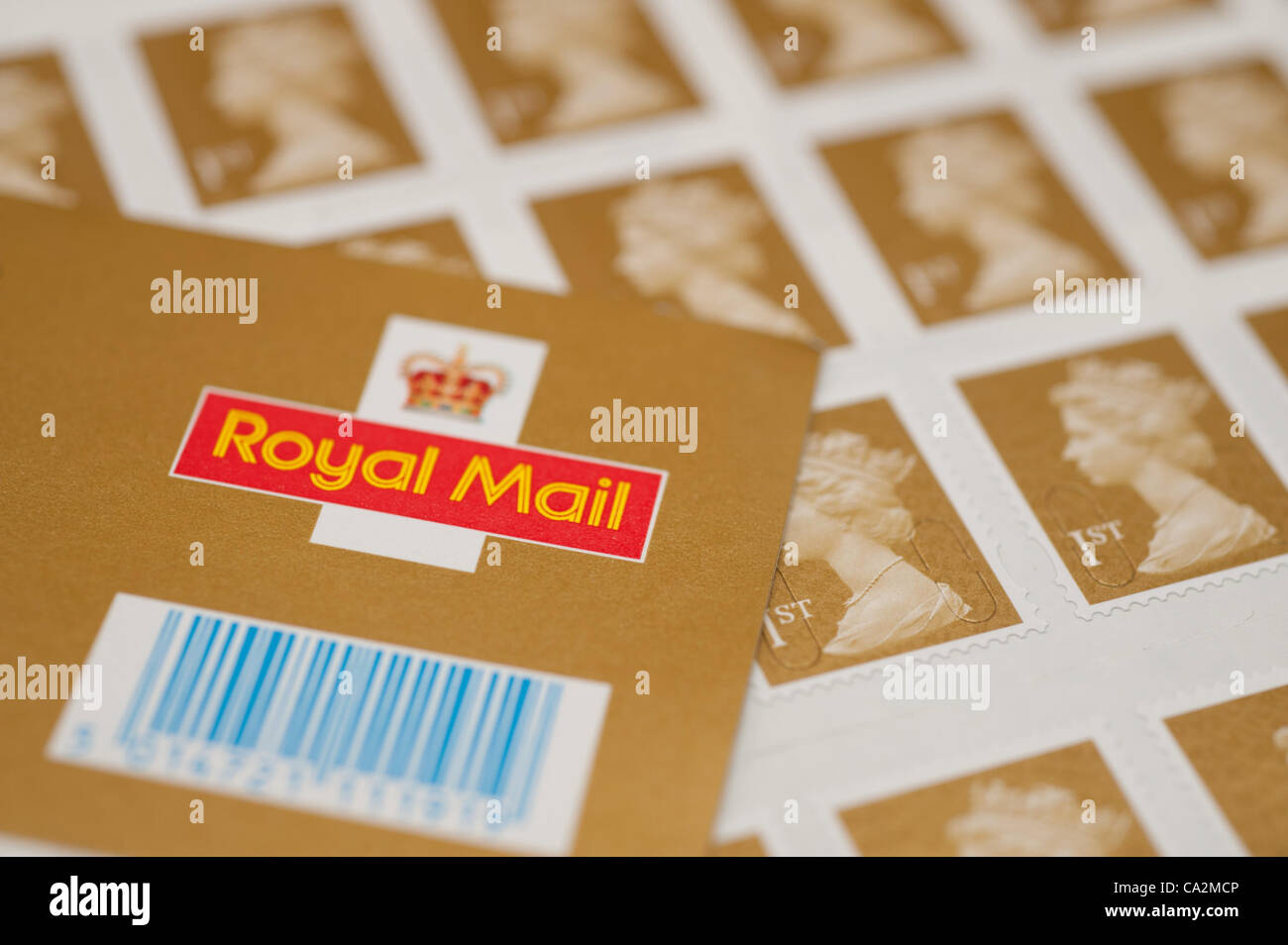 27 March 2012 A first-class postage stamp will rise 30%  in price from 46p to 60p from 30 April 2012 after the UK regulator eased price controls on Royal Mail Stock Photo