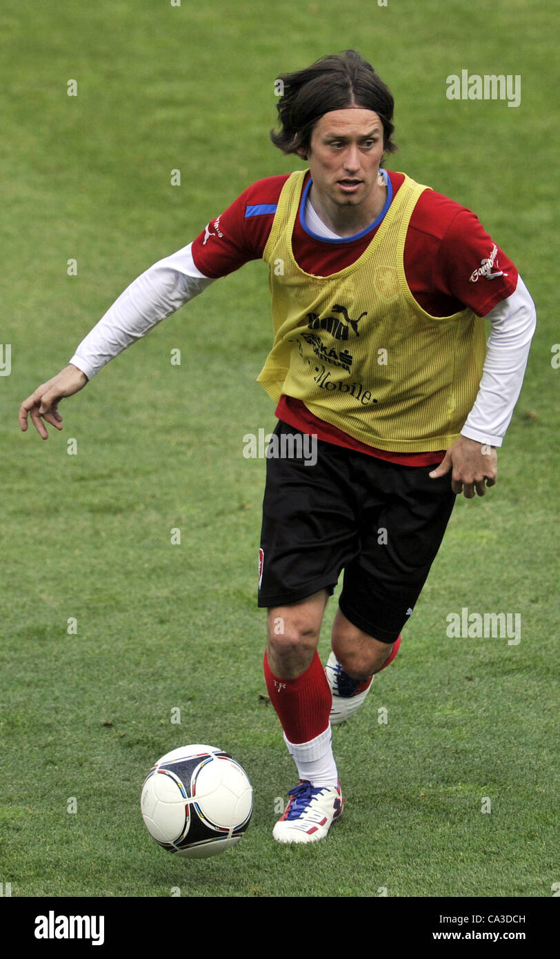 Tomas Rosicky of Czech during training  before the preparatory match against Hungary.Prague, Czech Republic on May 31, 2012. (CTK Photo/Vit Simanek) Stock Photo