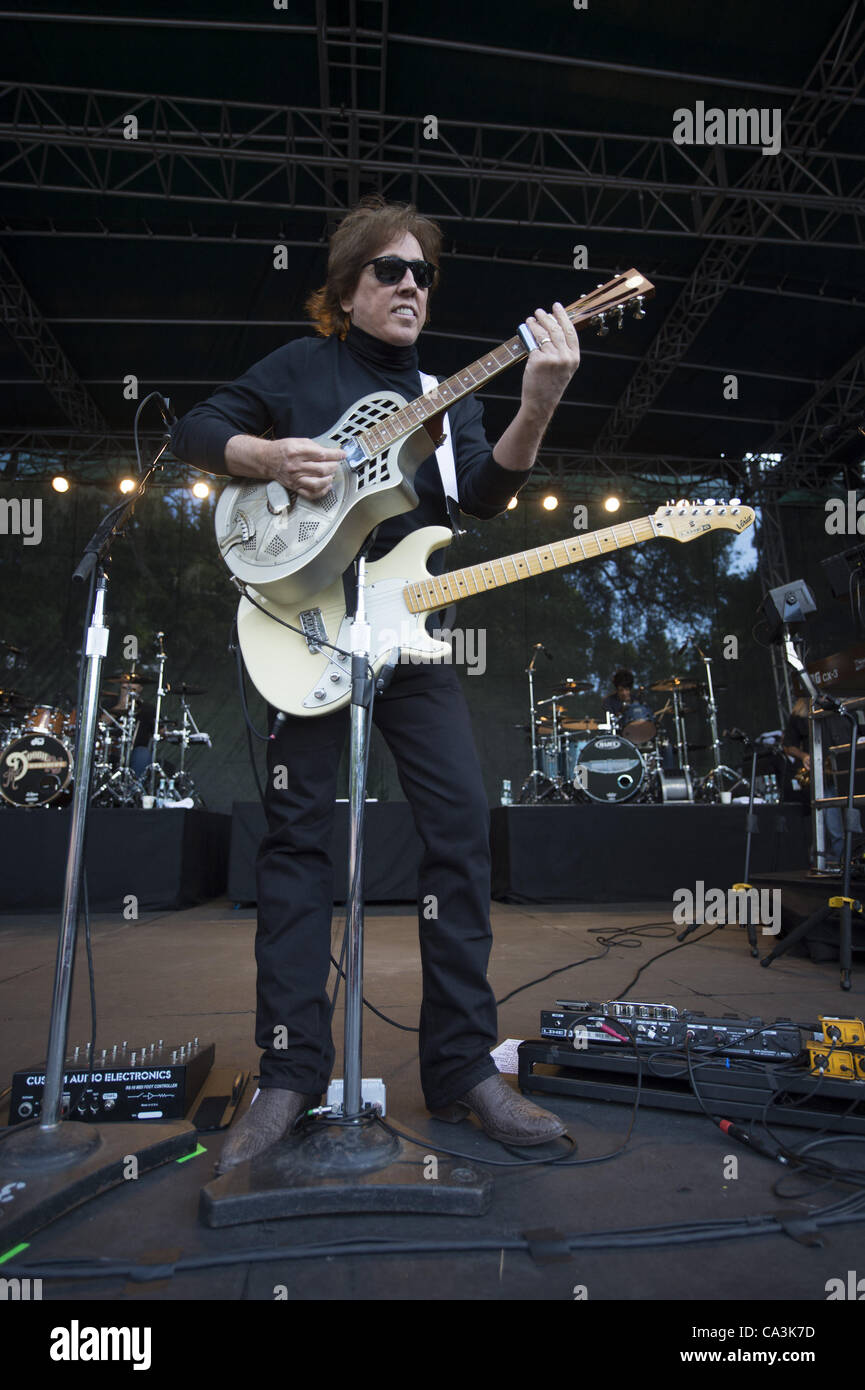 May 26, 2012 - Aptos, CA, USA - Guitarist JOHN MCFEE of the band THE DOOBIE BROTHERS performs live at the 20th annual Santa Cruz Blues Festival. (Credit Image: © Jerome Brunet/ZUMAPRESS.com) Stock Photo