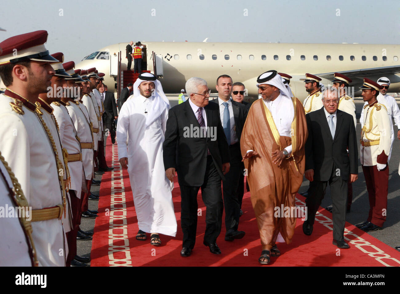 Doha, Doha, Qatar - Palestinian President, Mahmoud Abbas (Abu Mazen) access to Qatar, on May 19, 2012  (Credit Image: © Thaer Ganaim/APA Images/ZUMAPRESS.com) Stock Photo