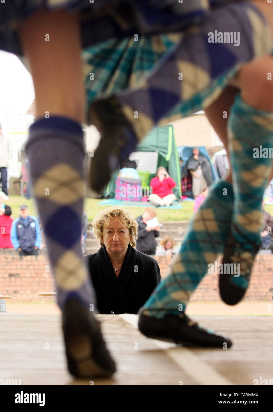 Shotts Highland Games. Shotts Scotland UK 2/05/12. Linda Dixon judging