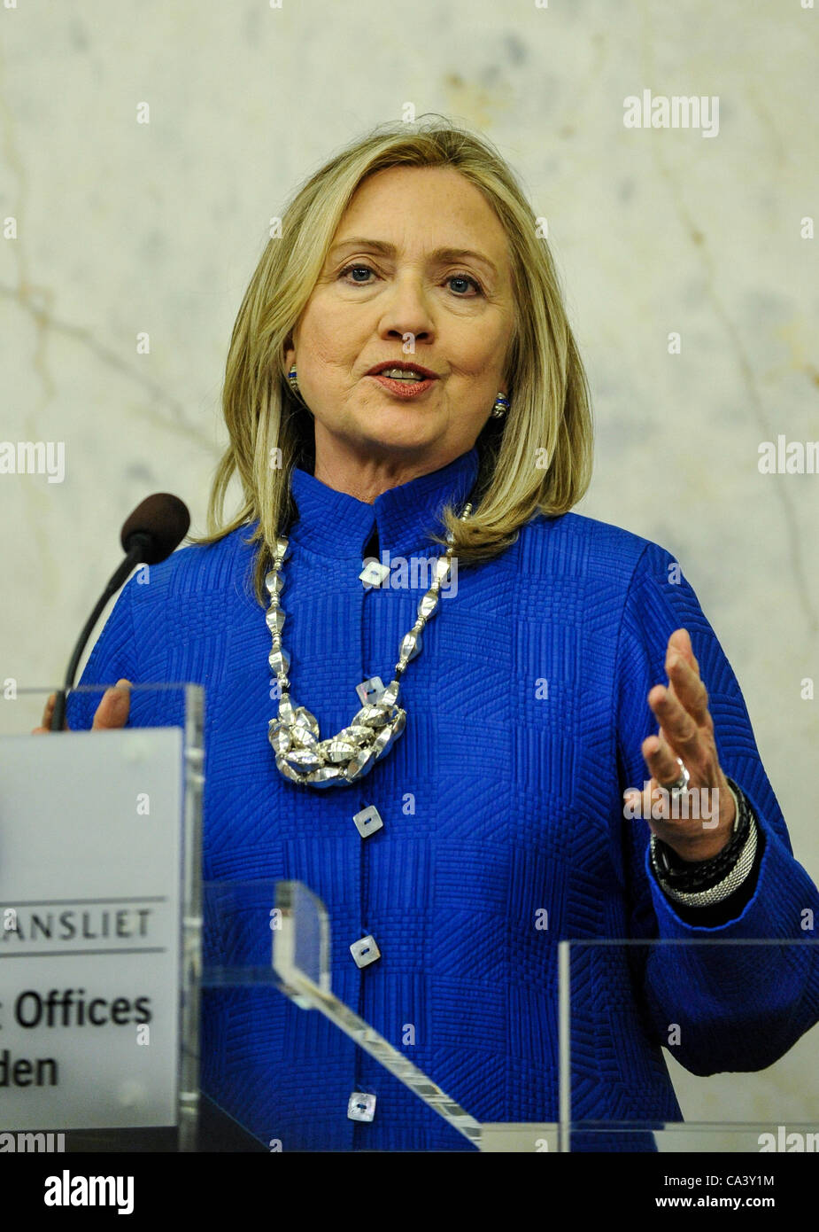US Secretary of State Hillary Clinton meets the press in Stockholm Sweden June 3rd 2012 Stock Photo