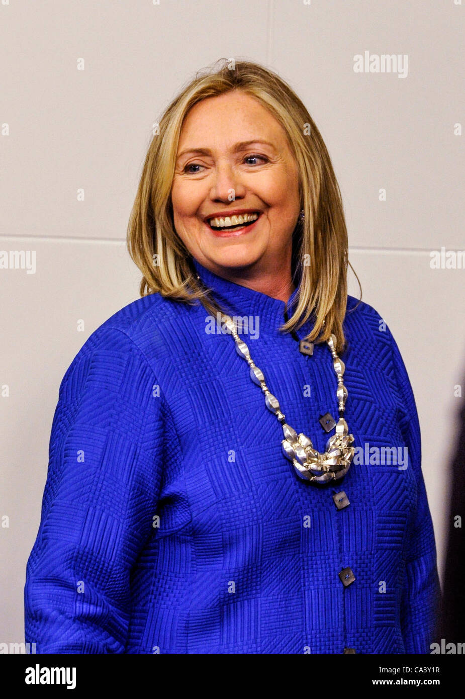 US Secretary of State Hillary Clinton meets the press in Stockholm Sweden June 3rd 2012 Stock Photo
