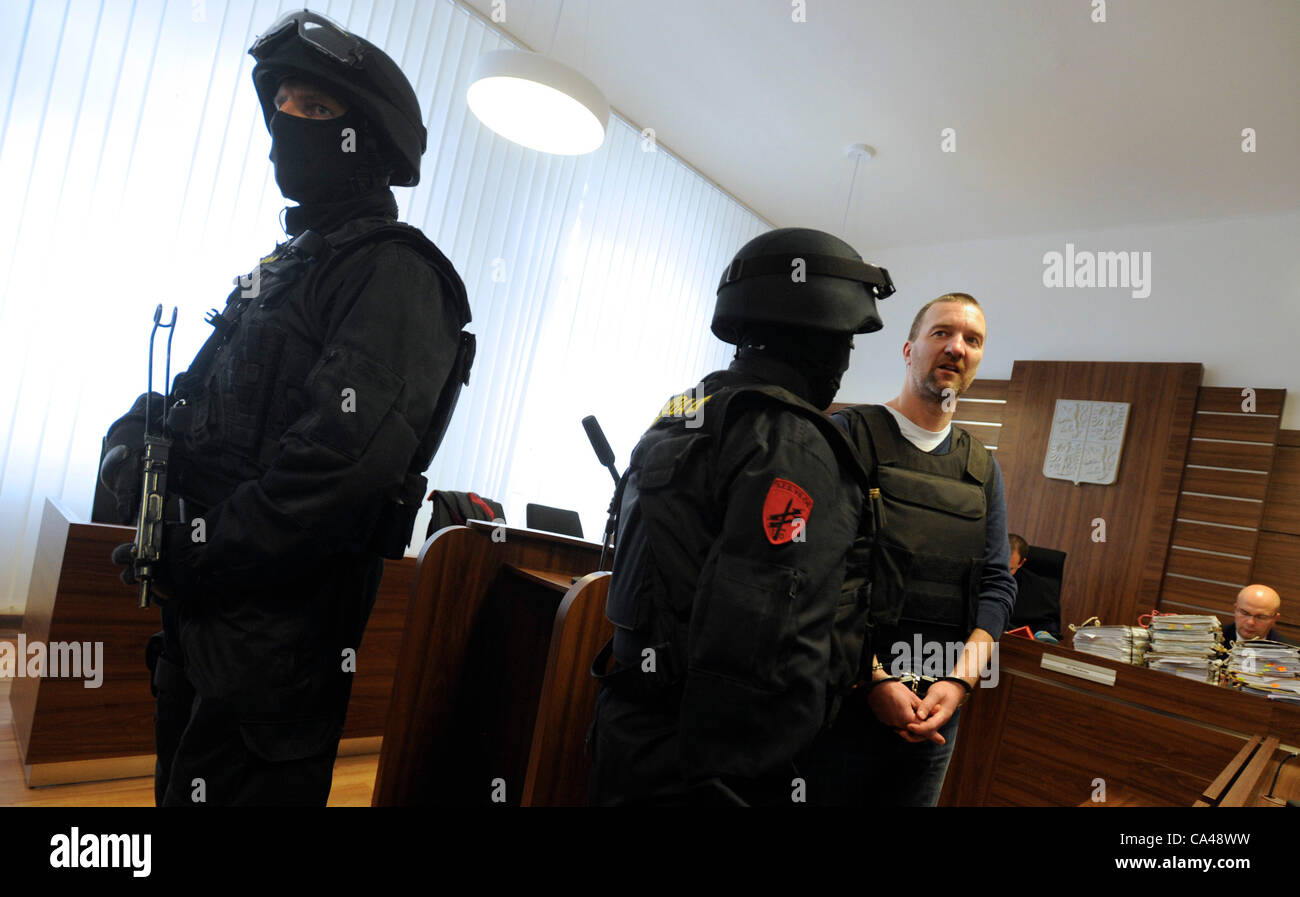 Controversial entrepreneur Tomas Pitr, right, wearing a bulletproof