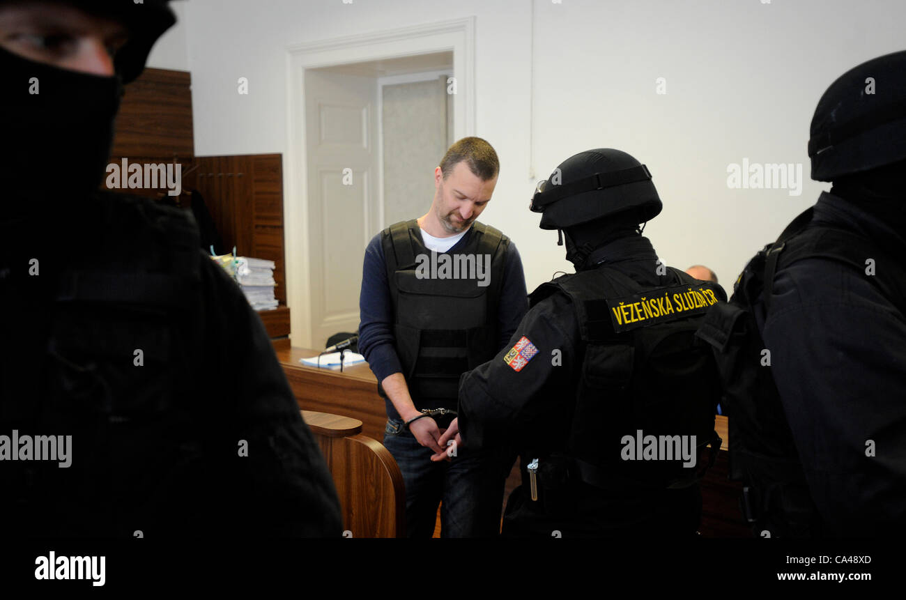 Controversial entrepreneur Tomas Pitr, center, wearing a bulletproof