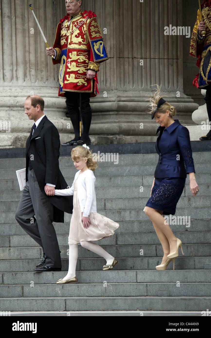 June 5, 2012 - London, Spain - Prince Edward and Sophie, The Earl and Countess of Wessex with their daughter Lady Louise Windsor attend the Queen Elizabeth II Diamond Jubilee at Saint Paul's Cathedral in London    . Zuma/ Alamy Live News Stock Photo