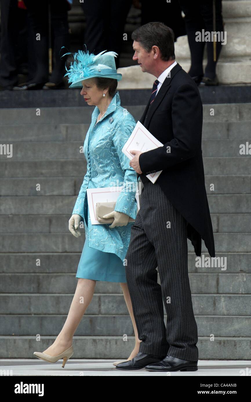 June 5, 2012 - London, UK - Princess Anne and Vice-Admiral Sir Timothy Laurence attend the Queen Elizabeth II Diamond Jubilee at Saint Paul's Cathedral in London. Zuma/ Alamy Live News Stock Photo