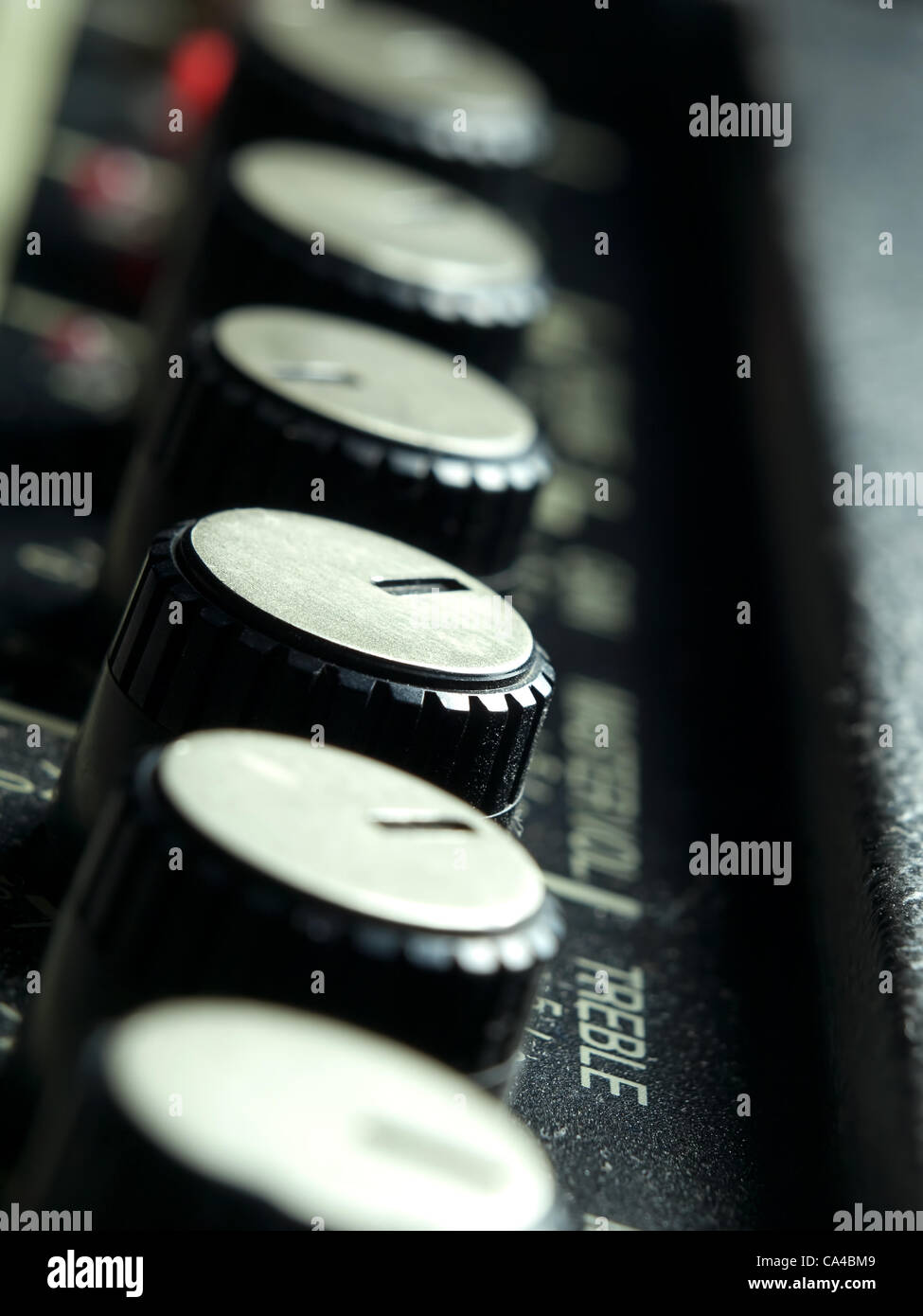 Amplifier knobs closeup,for music,sound,entertainment themes Stock