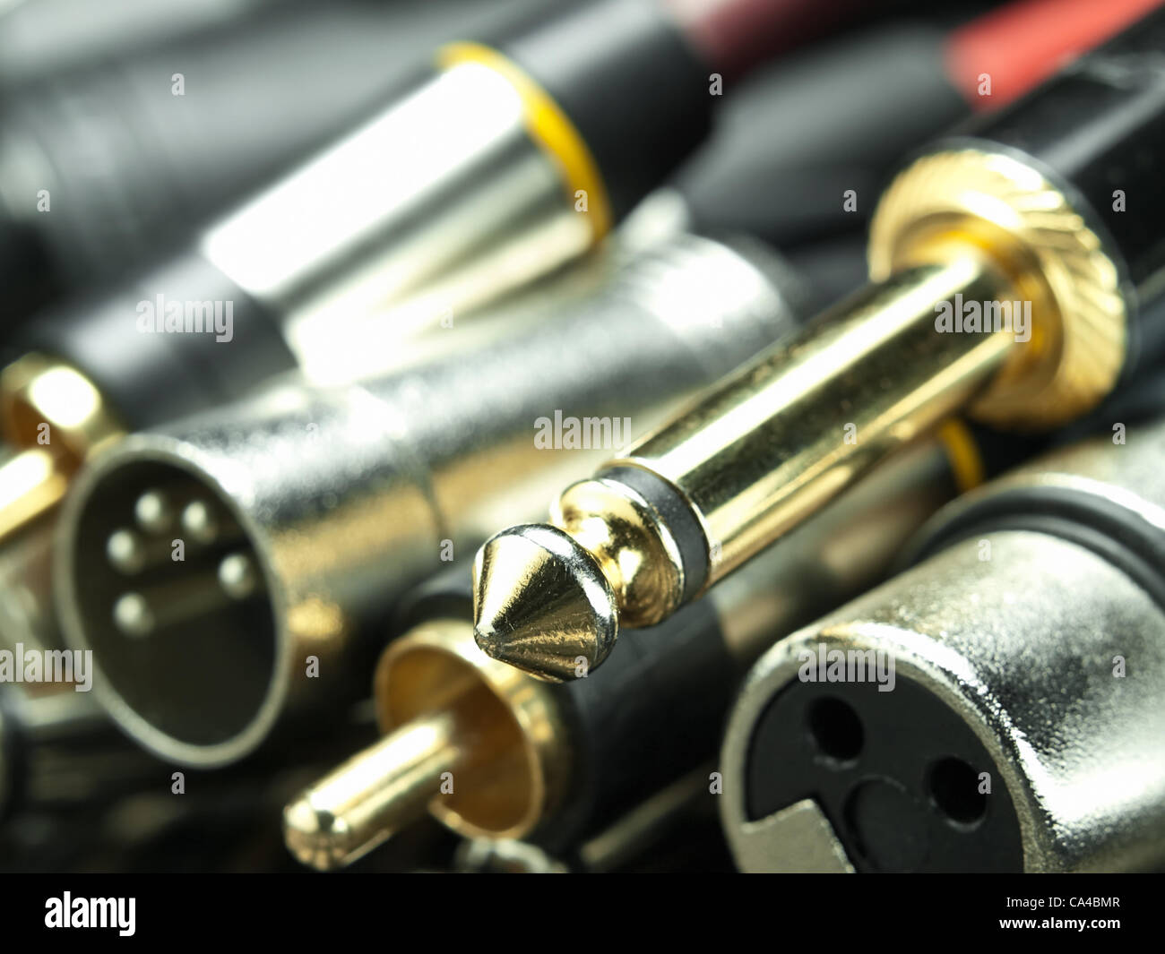 audio cables closeup, for audio,wiring or sound themes - Stock Image