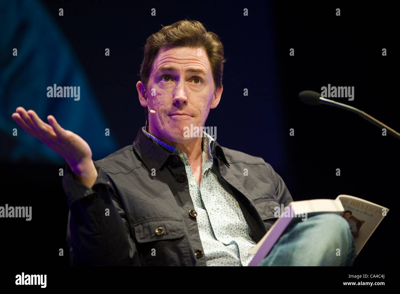 Rob Brydon, Welsh actor comedian and author, speaking at The Telegraph Hay Festival 2012, Hay-on-Wye, Powys, Wales, UK. Stock Photo