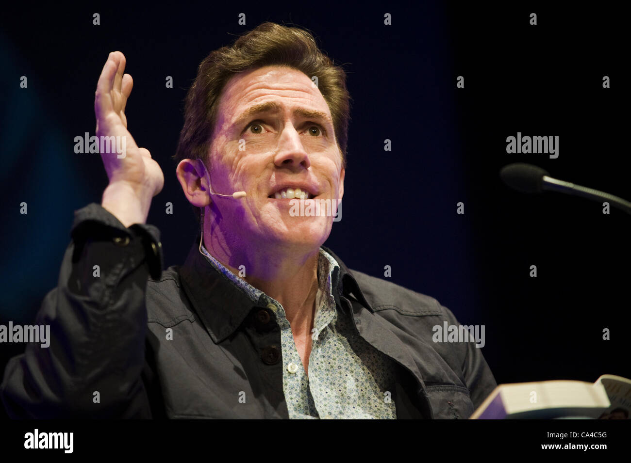 Rob Brydon, Welsh actor comedian and author, speaking at The Telegraph Hay Festival 2012, Hay-on-Wye, Powys, Wales, UK. Stock Photo