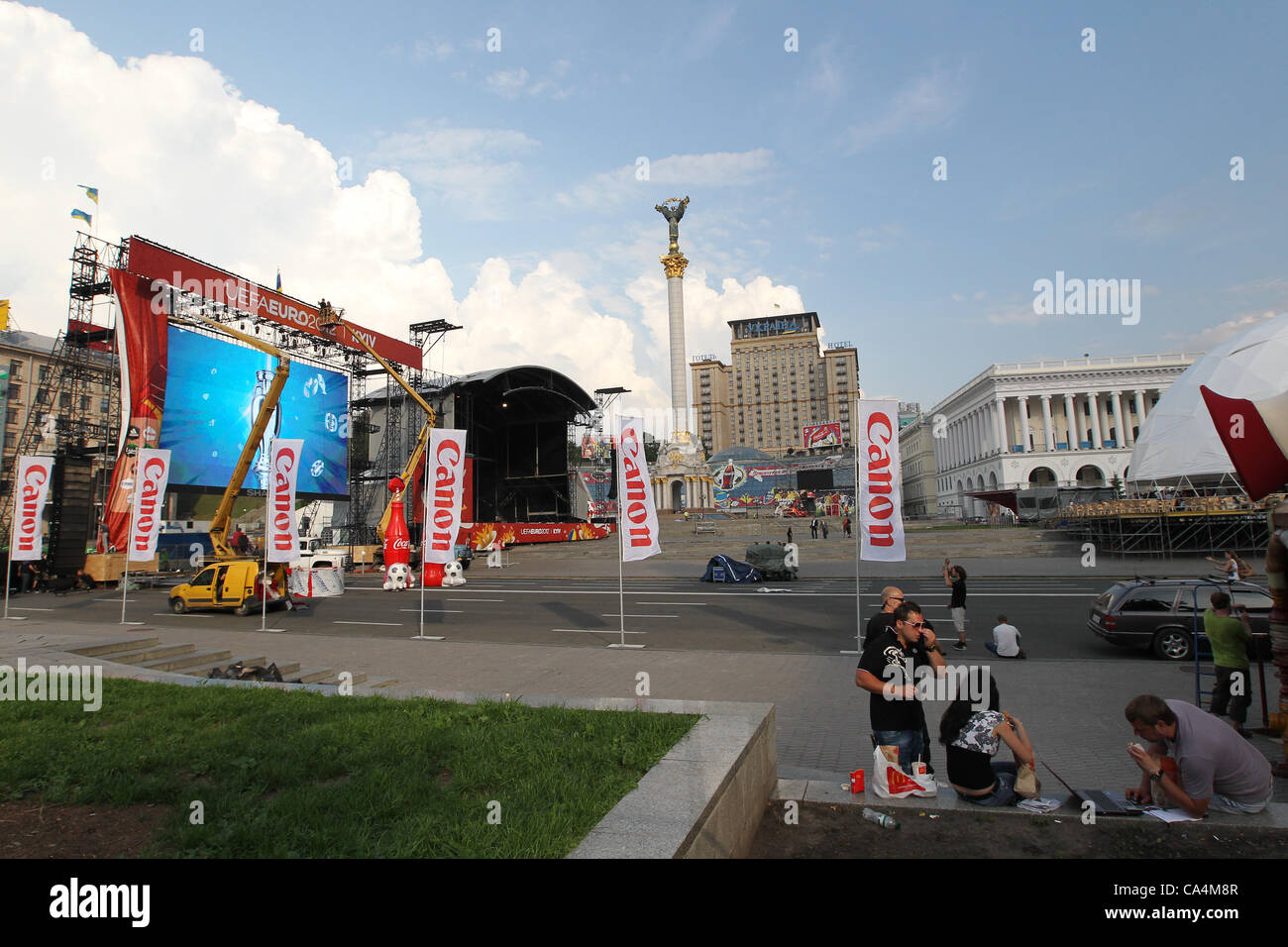 07.06.2012 Fanzone for the Euro 2012 soccer championship co-hosted by Poland and Ukraine, in Kiev, Ukraine. Stock Photo
