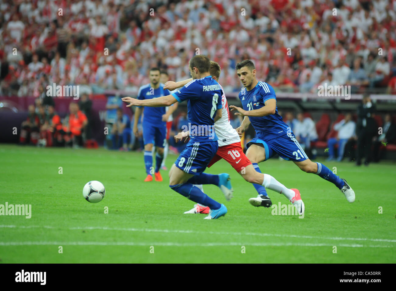 08.06.2012 Warsaw, Poland. Jakub Błaszczykowski (Borussia Dortmund) in action for Poland during the European Championship Group A game between Poland and Greece from the National Stadium. Stock Photo