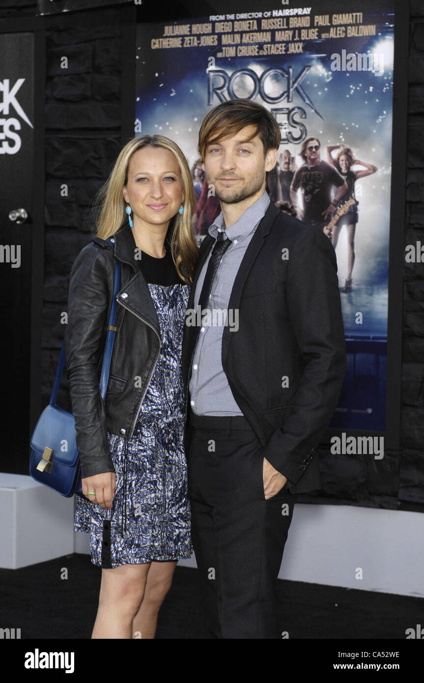 June 8, 2012 - Hollywood, California, U.S. - Jennifer Meyer and Tobey Maguire during the premiere of the new movie from Warner Bros. Pictures ROCK OF AGES, held at Grauman's Chinese Theatre, on June 8, 2012, in Los Angeles.(Credit Image: Â© Michael Germana/Globe Photos/ZUMAPRESS.com) Stock Photo