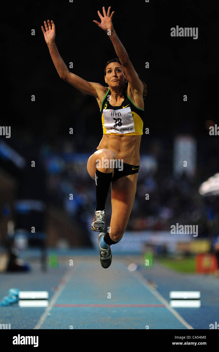 Near Turin, Italy.  08.06.2012. Stadio Primo Nebiolo,Torino. Primo Nebiolo International Athletics Meeting triple jump women Simona Lamantia of Italy in action Stock Photo