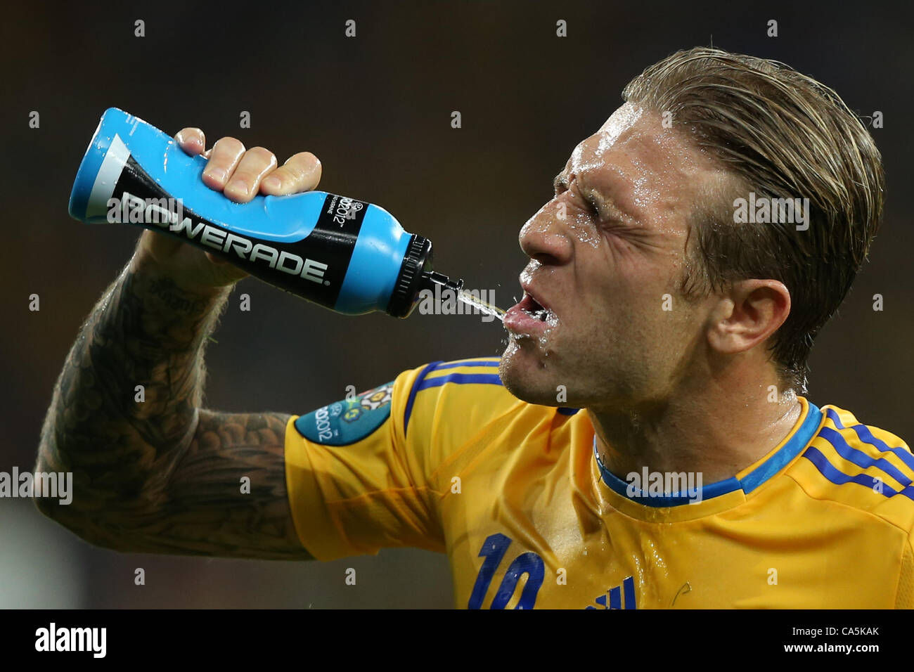 11.06.2012 Ukraine, Kiev: Ukrainian team player Andriy Voronin in the group stage European Football Championship match between teams of Ukraine and Sweden. Stock Photo