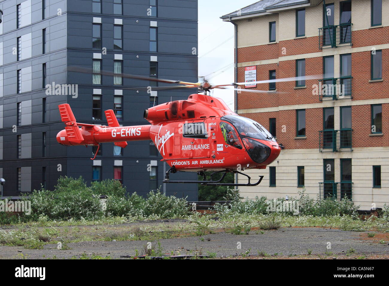 Tuesday 12th June 2012 Air Ambulance called to scene of accident in Ilford Town Center. Credit:  HOT SHOTS / Alamy Live News Stock Photo