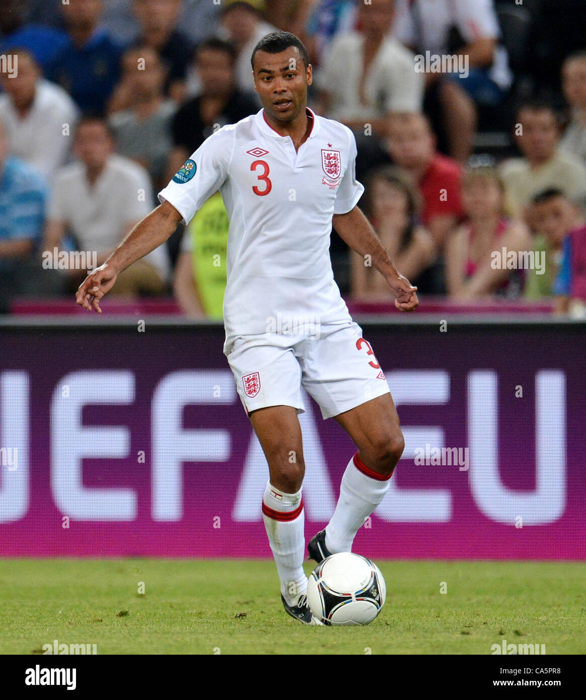 England's Ashley Cole during UEFA EURO 2012 group D soccer match France vs England at Donbass Arena in Donetsk, the Ukraine, 11 June 2012. Stock Photo