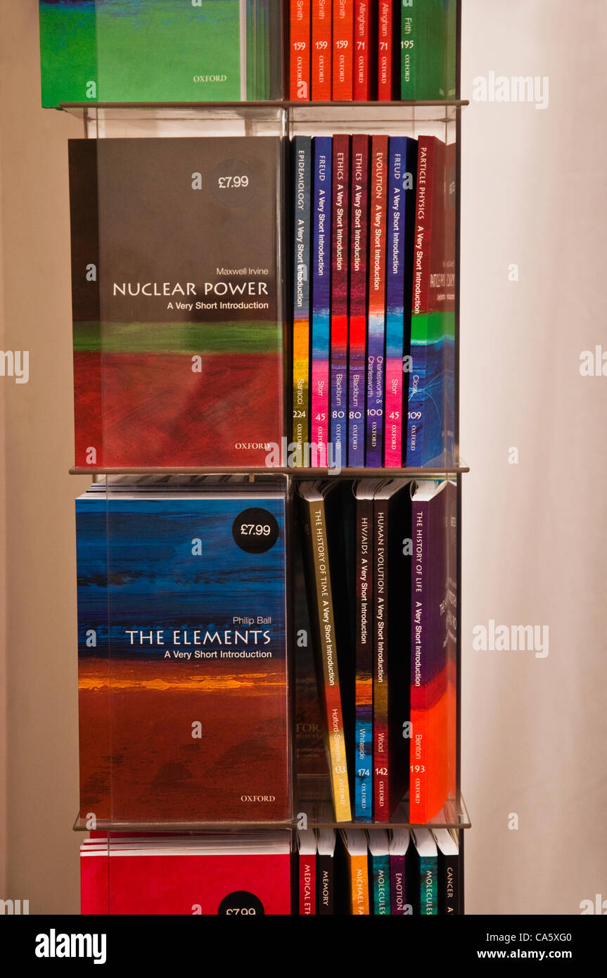 Display of books published by Oxford University Press, exploring various Scientific ideas. UK. Stock Photo
