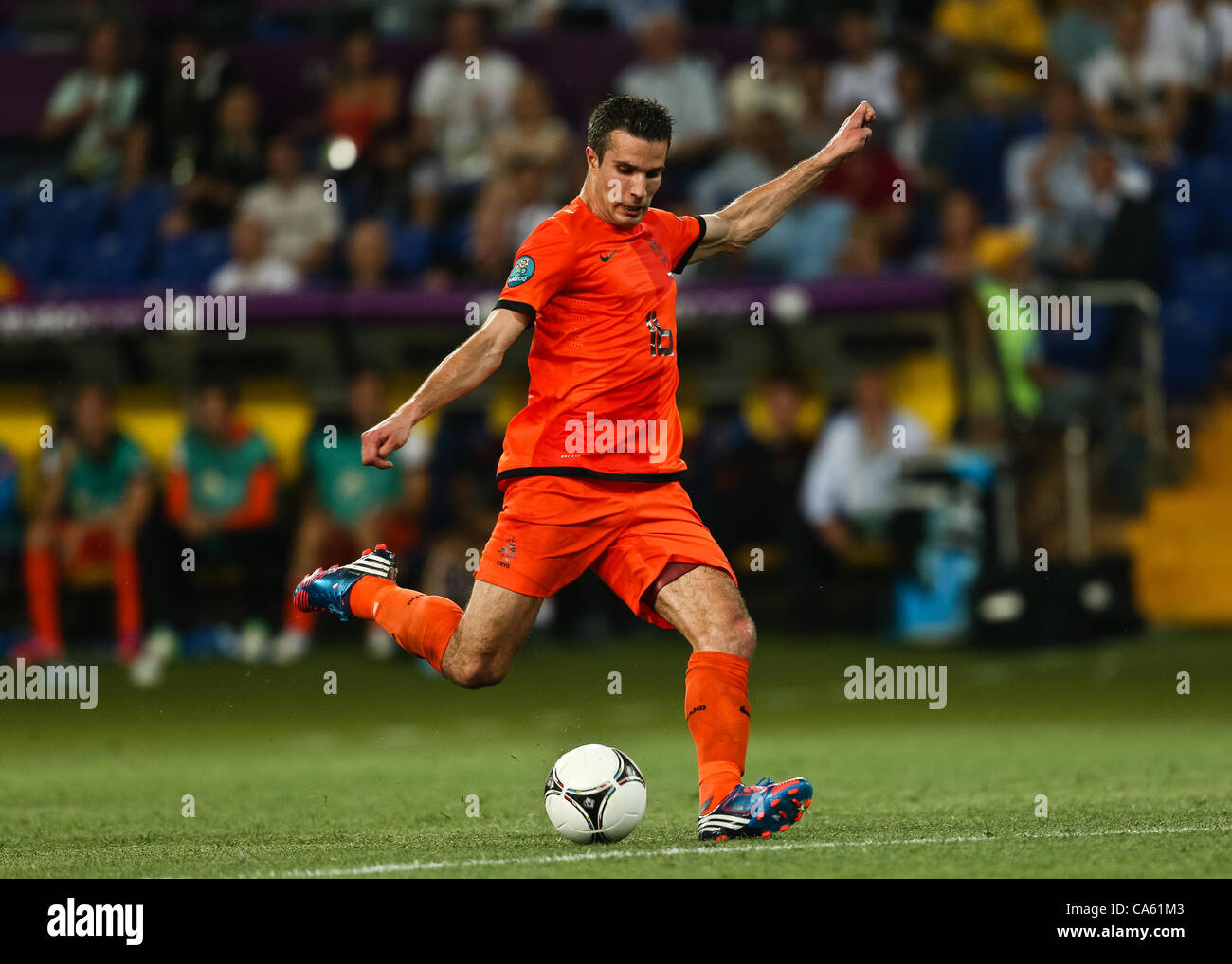 13.06.2012 Ukraine, Kharkiv : Ukraine, Kharkiv.  Netherlands national team player Robin van Persie in the group stage European Football Championship match between teams of the Netherlands and Germany. Stock Photo