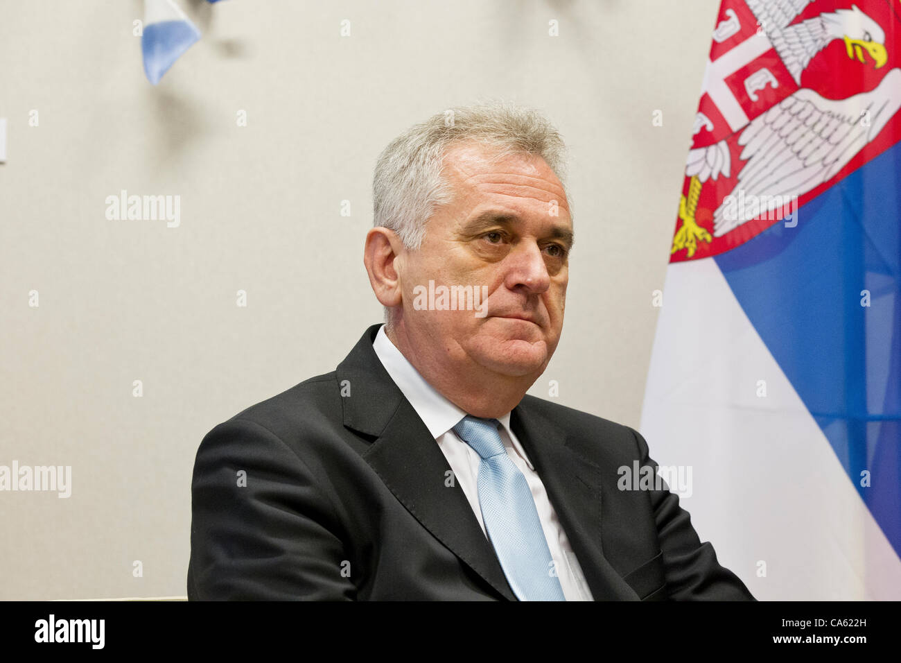 Tomislav Nikolic, President of Serbia pictured during his visit to Brussels where he met with Herman Van Rompuy, President of th Stock Photo