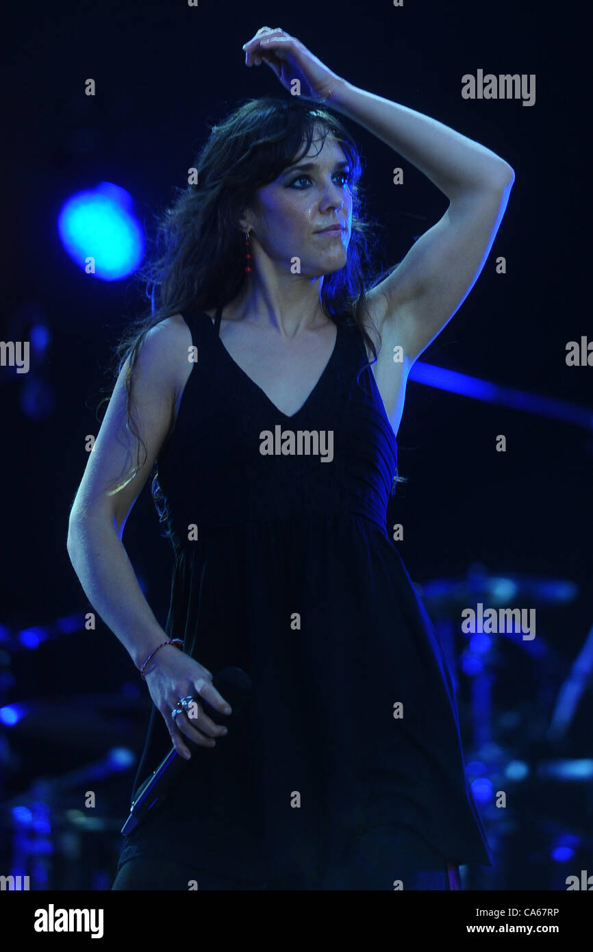 June 9, 2012 - Moscow, Russia - June 09,2012.Moscow,Russia. Pictured: French singer Zaz (Isabelle Geffroy)performing at ZAVTRA musical festival in Moscow. (Credit Image: © PhotoXpress/ZUMAPRESS.com) Stock Photo