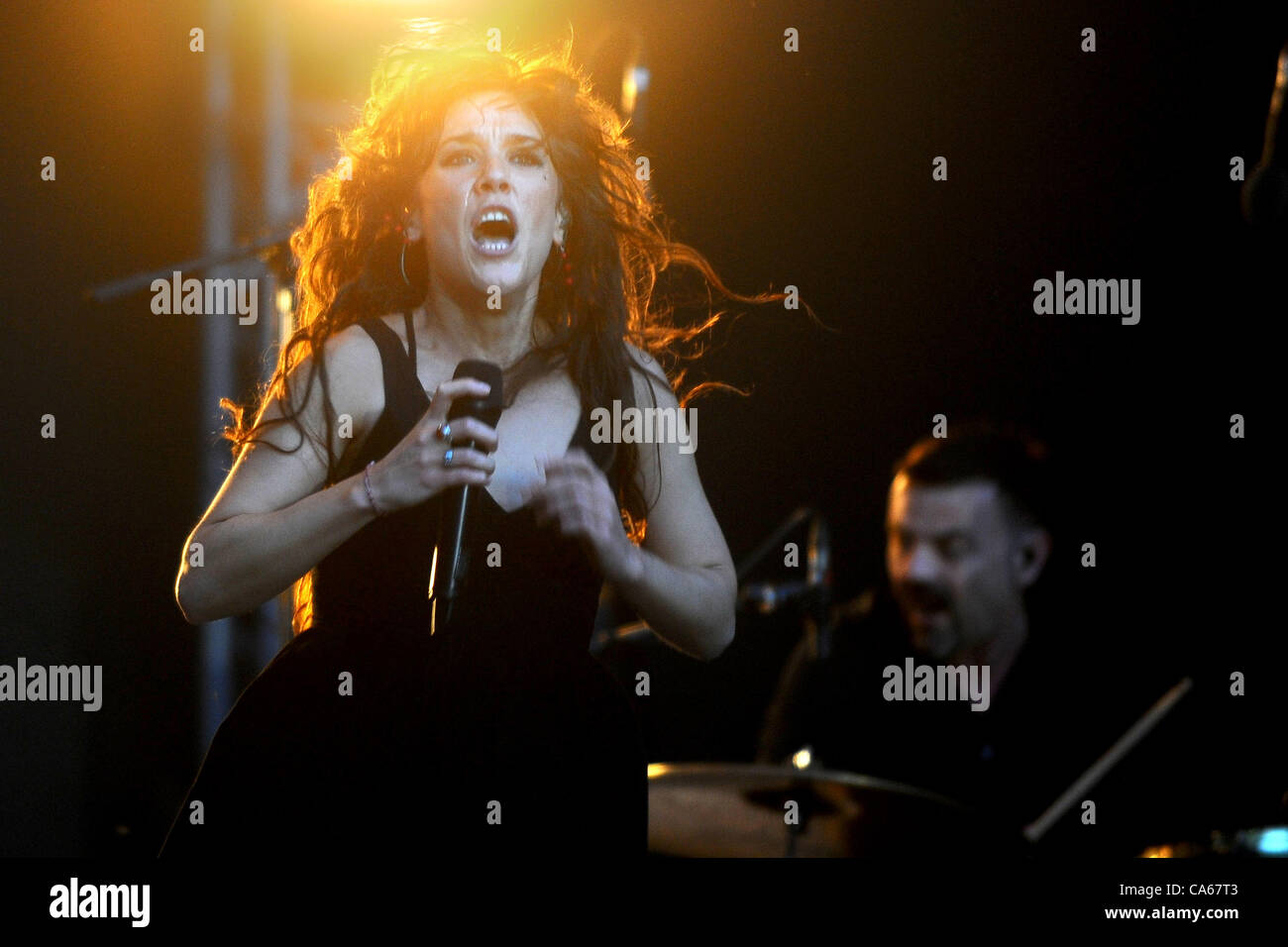 June 9, 2012 - Moscow, Russia - June 09,2012.Moscow,Russia. Pictured: French singer Zaz (Isabelle Geffroy)performing at ZAVTRA musical festival in Moscow. (Credit Image: © PhotoXpress/ZUMAPRESS.com) Stock Photo