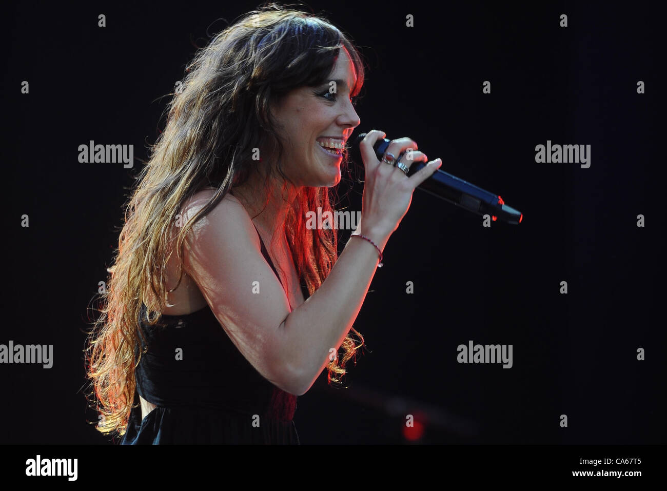 June 9, 2012 - Moscow, Russia - June 09,2012.Moscow,Russia. Pictured: French singer Zaz (Isabelle Geffroy)performing at ZAVTRA musical festival in Moscow. (Credit Image: © PhotoXpress/ZUMAPRESS.com) Stock Photo