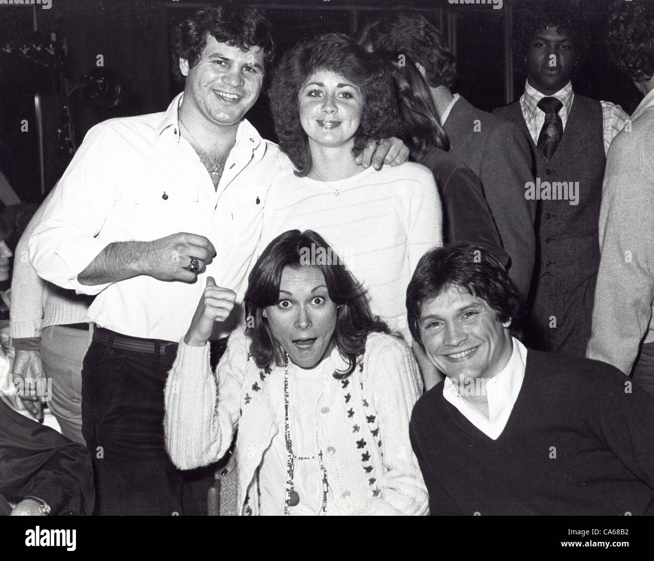 KATE JACKSON with Mike Eruzione Hockey player , girlfriend Donna Alioto and Andrew Stevens.at Miracle on Ice party.AKA Catherine Elise Jackson.Supplied by   Photos inc.(Credit Image: Â© Supplied By Globe Photos Inc/Globe Photos/ZUMAPRESS.com) Stock Photo