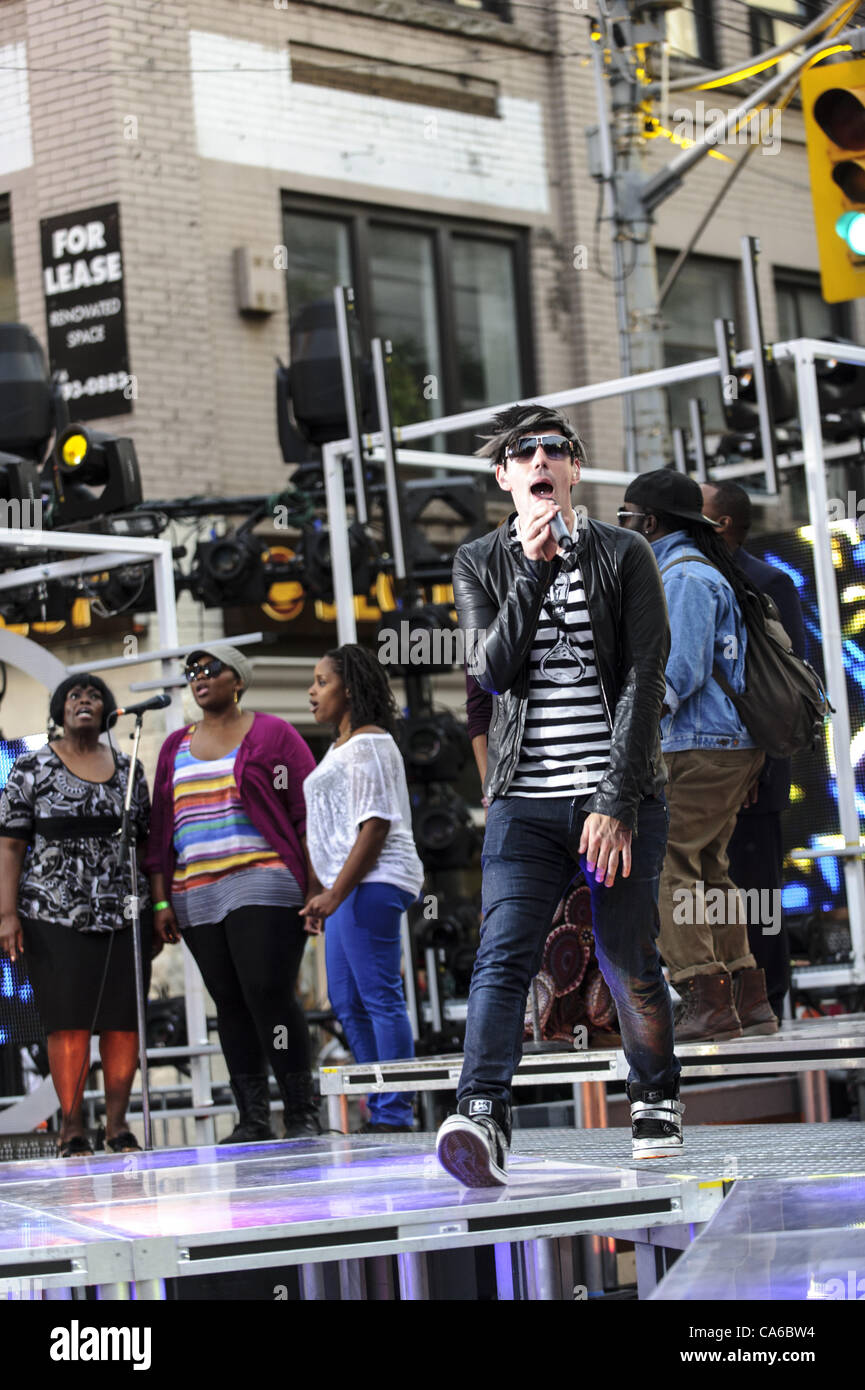 June 15, 2012 - Toronto, Ontario, Canada - Canadian band Marianas Trench rehearsed in Toronto before MuchMusic Video Awards 2012. In picture - lead singer JOSH RAMSAY (Credit Image: © Igor Vidyashev/ZUMAPRESS.com) Stock Photo