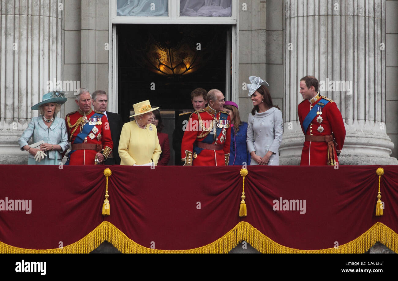 Royal Balcony  Queen Elizabeth II  Duke Edinburgh and Family Stock Photo