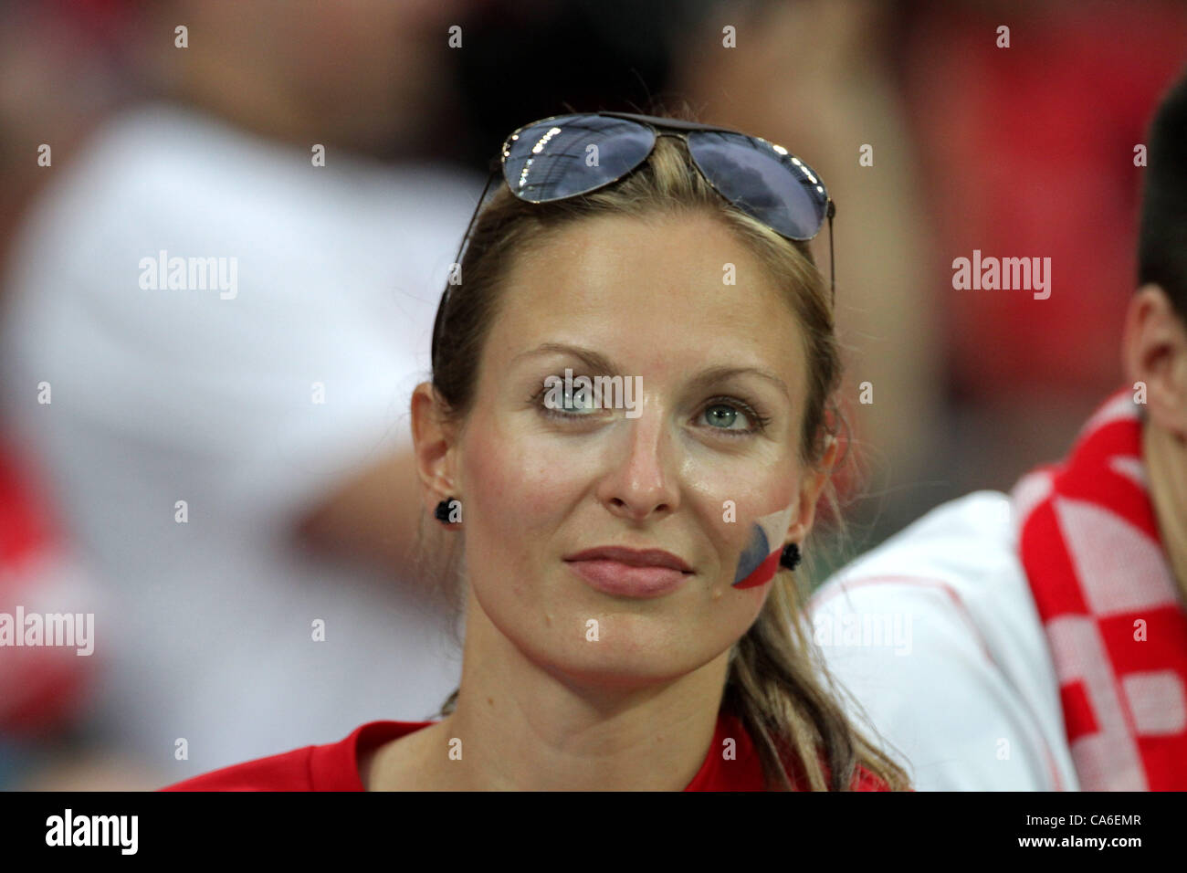16.06.2012. Municipal Stadium, Wroclaw Wroclaw, Poland. EUROPEAN CHAMPIONSHIP,  POLAND versus  CZECH REPUBLIC. Czech fan in the crowd Stock Photo
