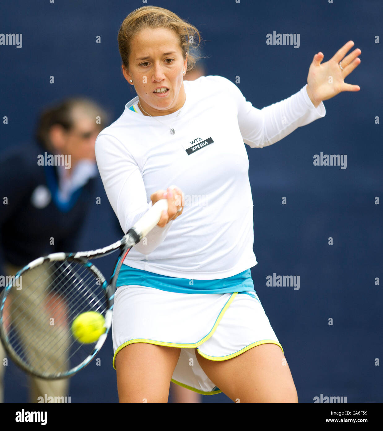 16.06.2012 Birmingham, England.  Irina FALCONI (USA) in action during her quarterfinals match with Melanie OUDIN (USA) at the AEGON Classic at the Edgbaston Priory Club. Stock Photo