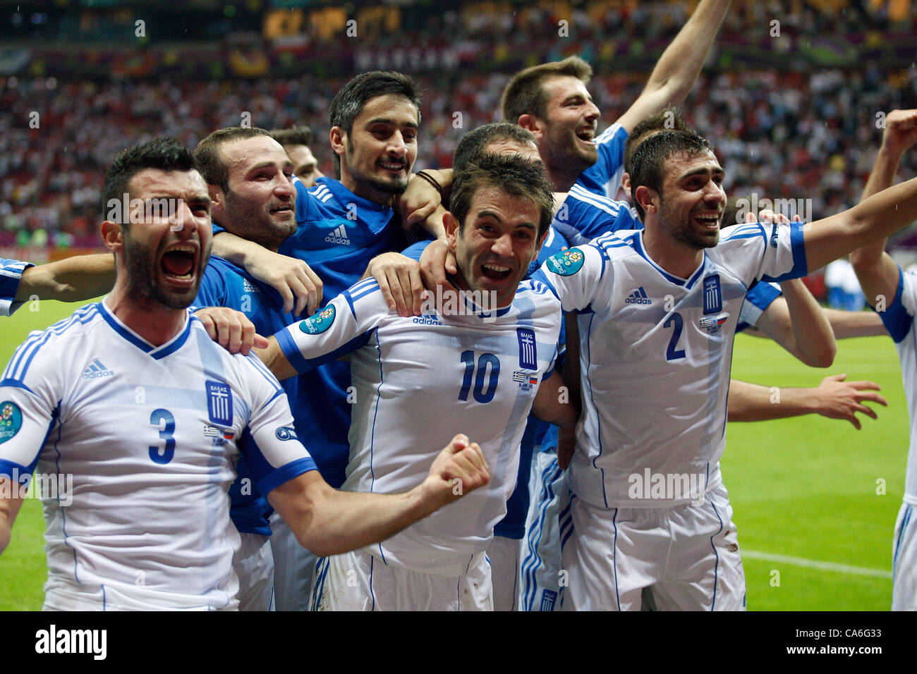 GIORGOS KARAGOUNIS CELEBRATES RUSSIA V GREECE NATIONAL STADIUM WARSAW POLAND 16 June 2012 Stock Photo