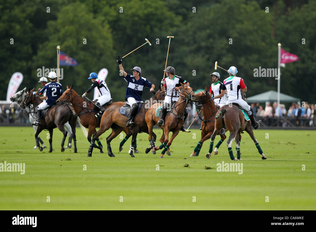 17.06.2012. Guards Polo Club, Windsor, Berkshire, England.   Dubai Team and Ayala Team at The Cartier Queen's Cup Final 2012 - Guards Polo Club Stock Photo