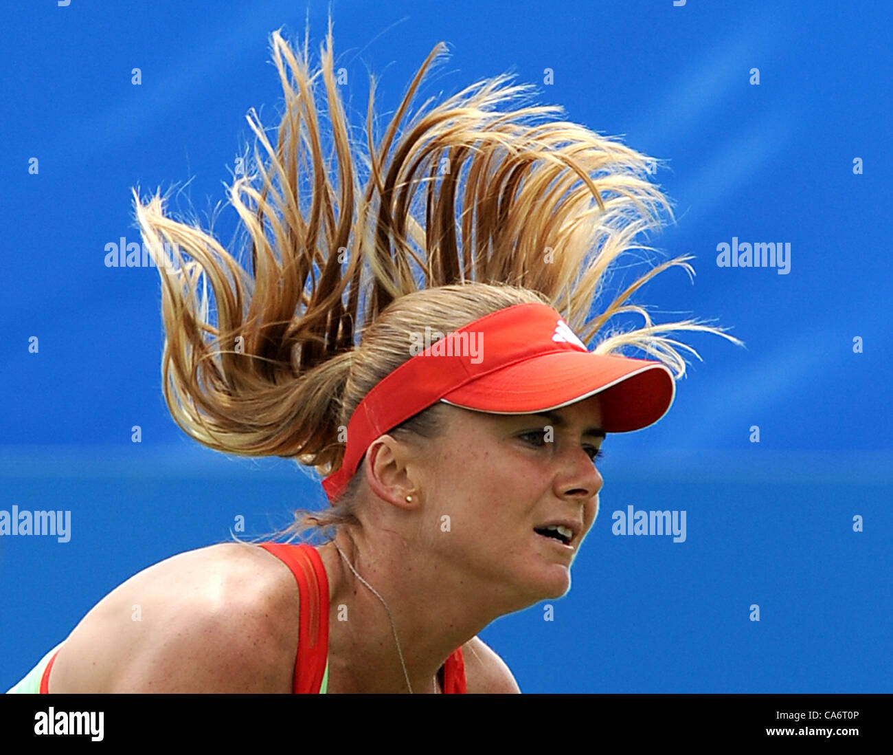 Eastbourne UK 18 June 2012 Daniela Hantuchova in action against Britain's Anne Keothavong at the Aegon International Tennis Tournament in Eastbourne today Stock Photo