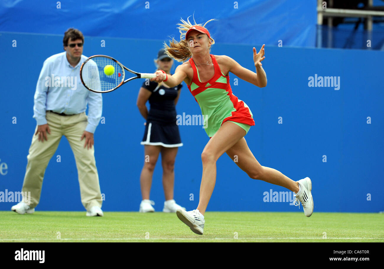 Eastbourne UK 18 June 2012 Daniela Hantuchova in action against Britain's Anne Keothavong at the Aegon International Tennis Tournament in Eastbourne today Stock Photo