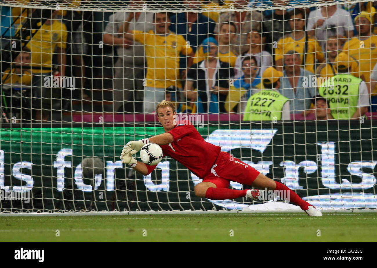 JOE HART MAKES SAVE ENGLAND V UKRAINE EURO 2012 DONBASS ARENA DONETSK UKRAINE UKRAINE 19 June 2012 Stock Photo