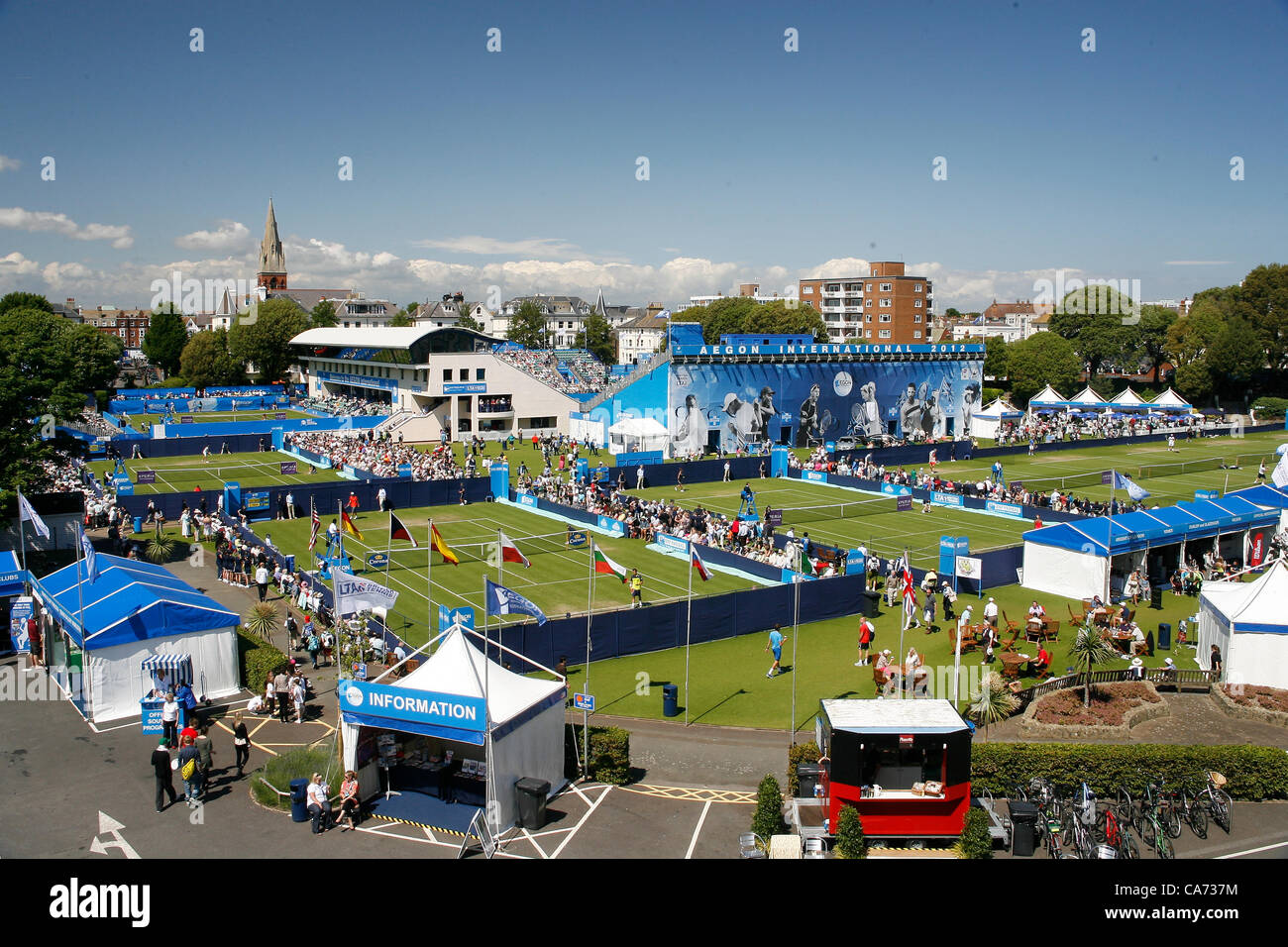 19.06.12 Devonshire Park, Eastbourne, ENGLAND:General view of the stadia and structures during the AEGON INTERNATIONAL tournament in Easterbourne June 19 2012 Stock Photo