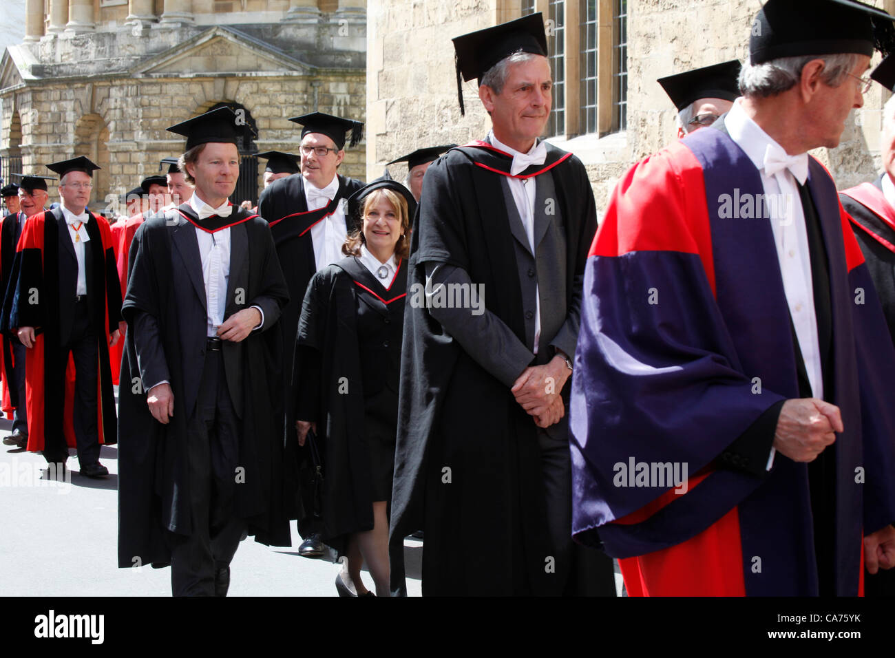 Oxford, UK. Wednesday June 20th 2012. Oxford. The traditional Encaenia procession. Encaenia is the ceremony at which the University of Oxford awards honorary degrees to distinguished men and women and commemorates its benefactors. Stock Photo