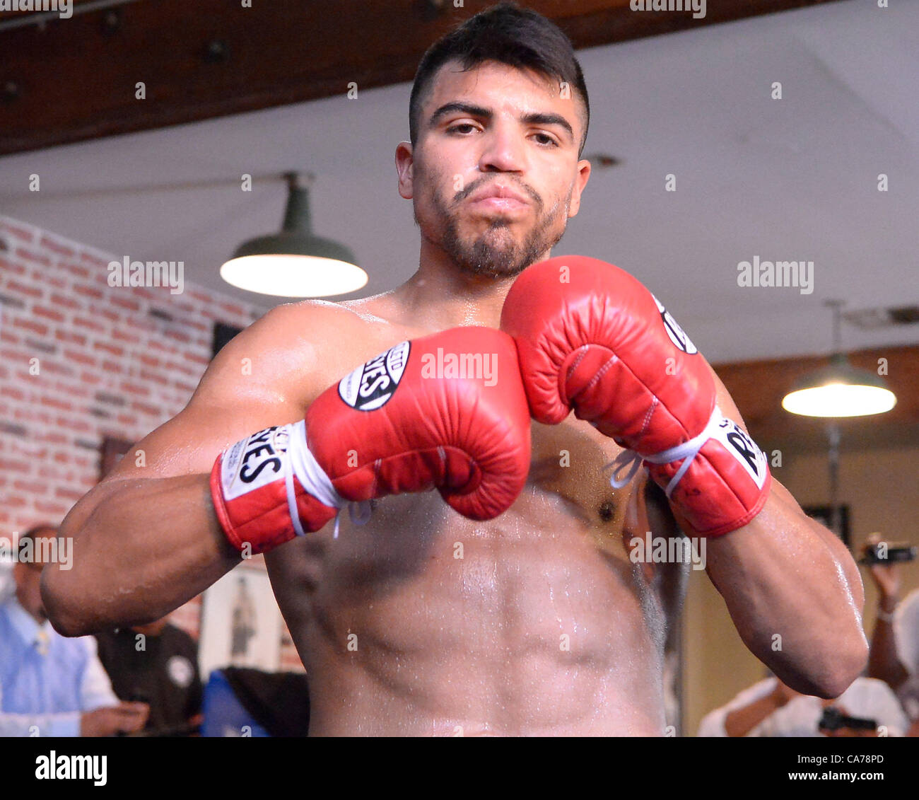 June 20, 2012, Hollywood CA. Victor Ortiz works out for the media at the  Fortune gym for his upcoming fight with Josesito Lopez for the vacant WBC  silver welterweight title. The fight