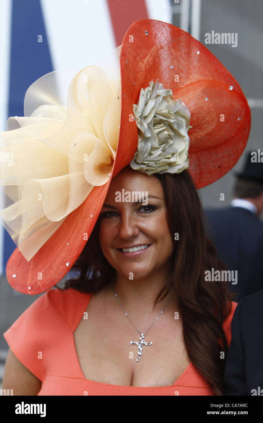 June 21, 2012. Ascot, Windsor, UK. A racegoer in an elaborate hat during Ladies Day Royal Ascot Festival at Ascot racecourse. Stock Photo