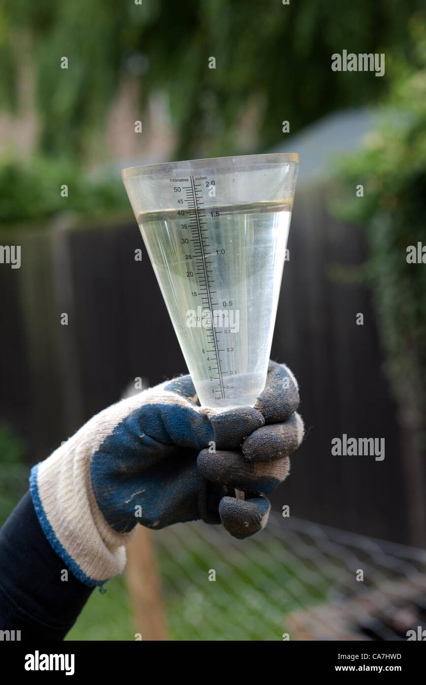 Garden rain gauge for measuring the amount of rainfall Stock Photo Alamy
