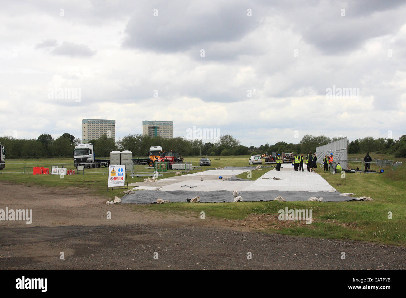 East London, UK. Saturday 23rd June 2012. Building works commences on the controversial Olympics
