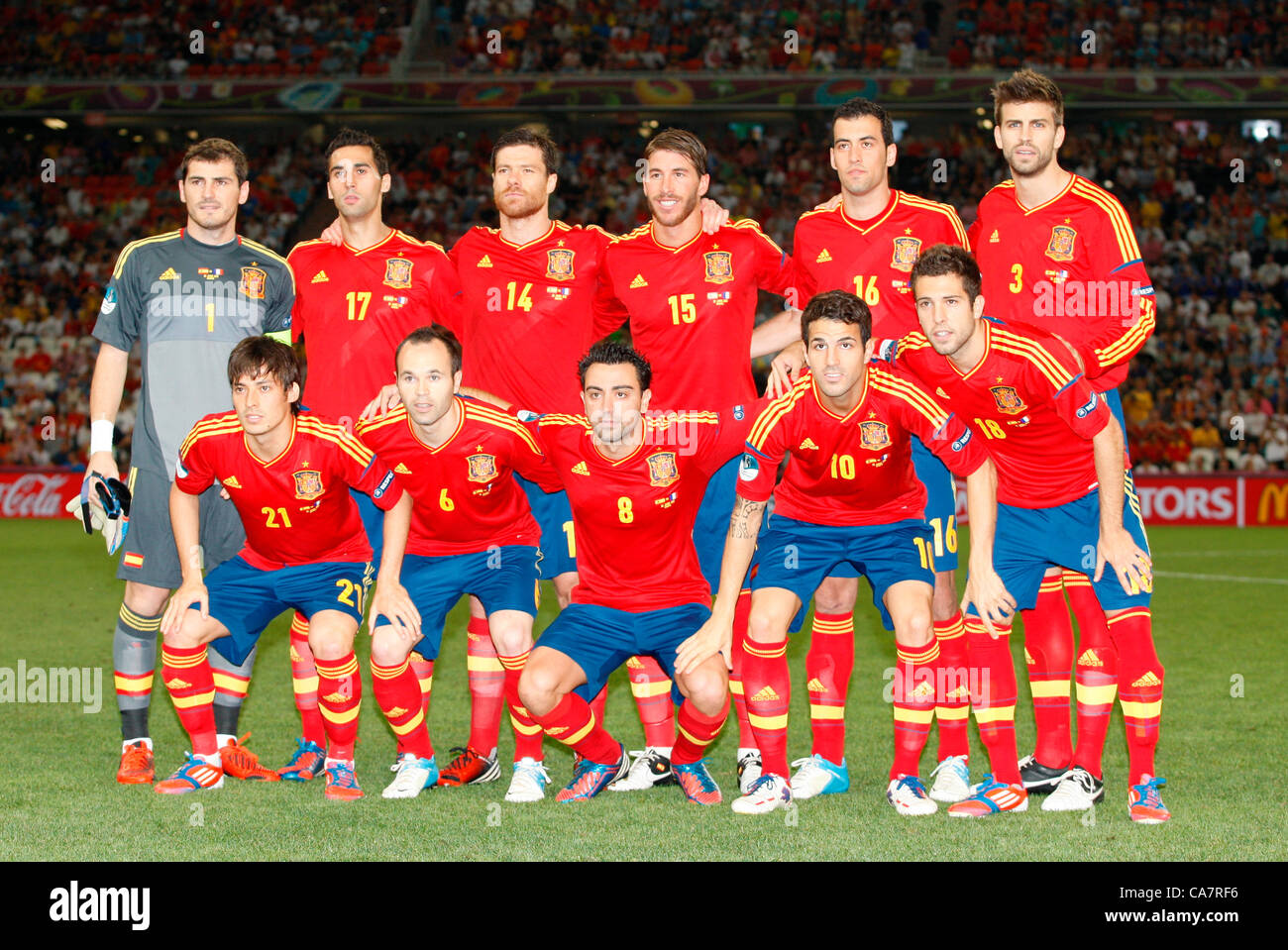 SPAIN TEAM GROUP SPAIN V FRANCE EURO 2012 DONBASS ARENA DONETSK UKRAINE 23 June 2012 Stock Photo