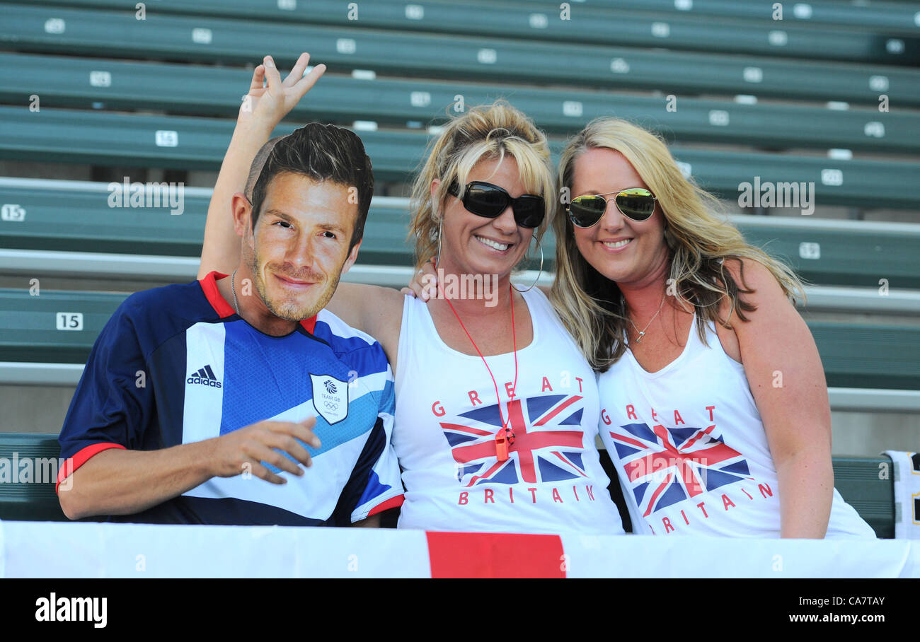 Los Angeles 23 June 2012. Team Great Britain fans watch David Beckham playing for the LA Galaxy v Vancouver White Caps at the Home Depot centre, Los Angeles. Credit:  Sydney Alford / Alamy Live News Stock Photo