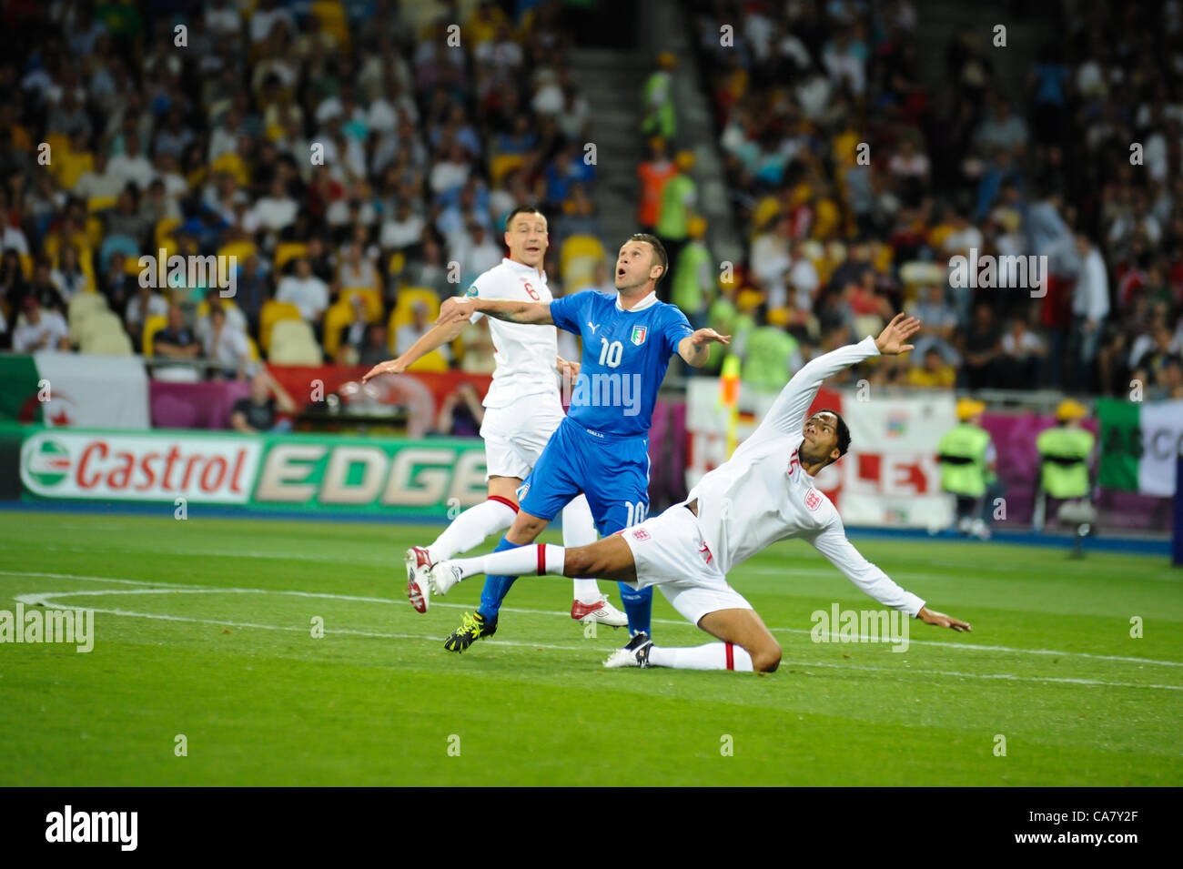 24.06.2012 , Kiev, Ukraine. Antonio Cassano (AC Milan) in action for Italy during the European Championship Quarter Final game between England and Italy at the Olympic Stadium, Kiev. Stock Photo