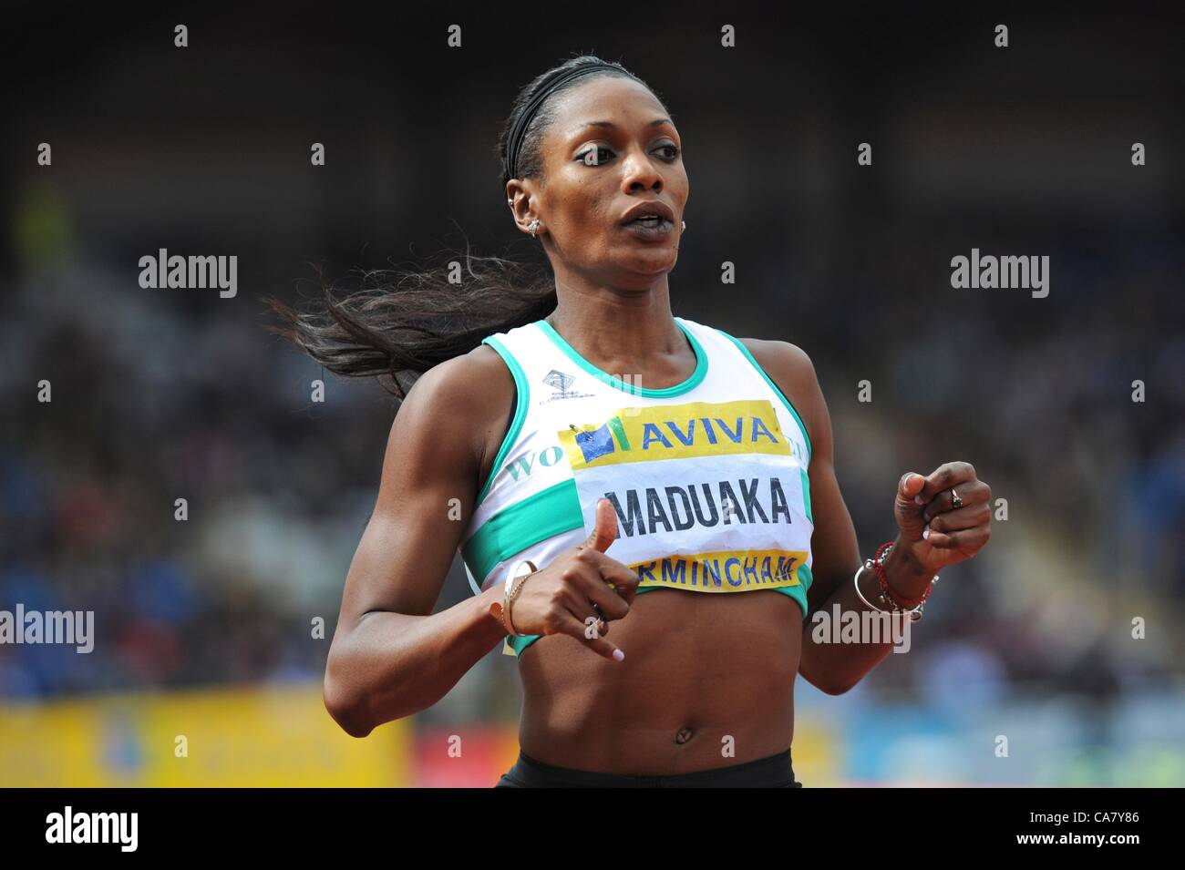 24.06.2012 Birmingham, ENGLAND Womens 200m Heats, Joice Maduaka in action during the Aviva Trials at the Alexandra Stadium. Stock Photo