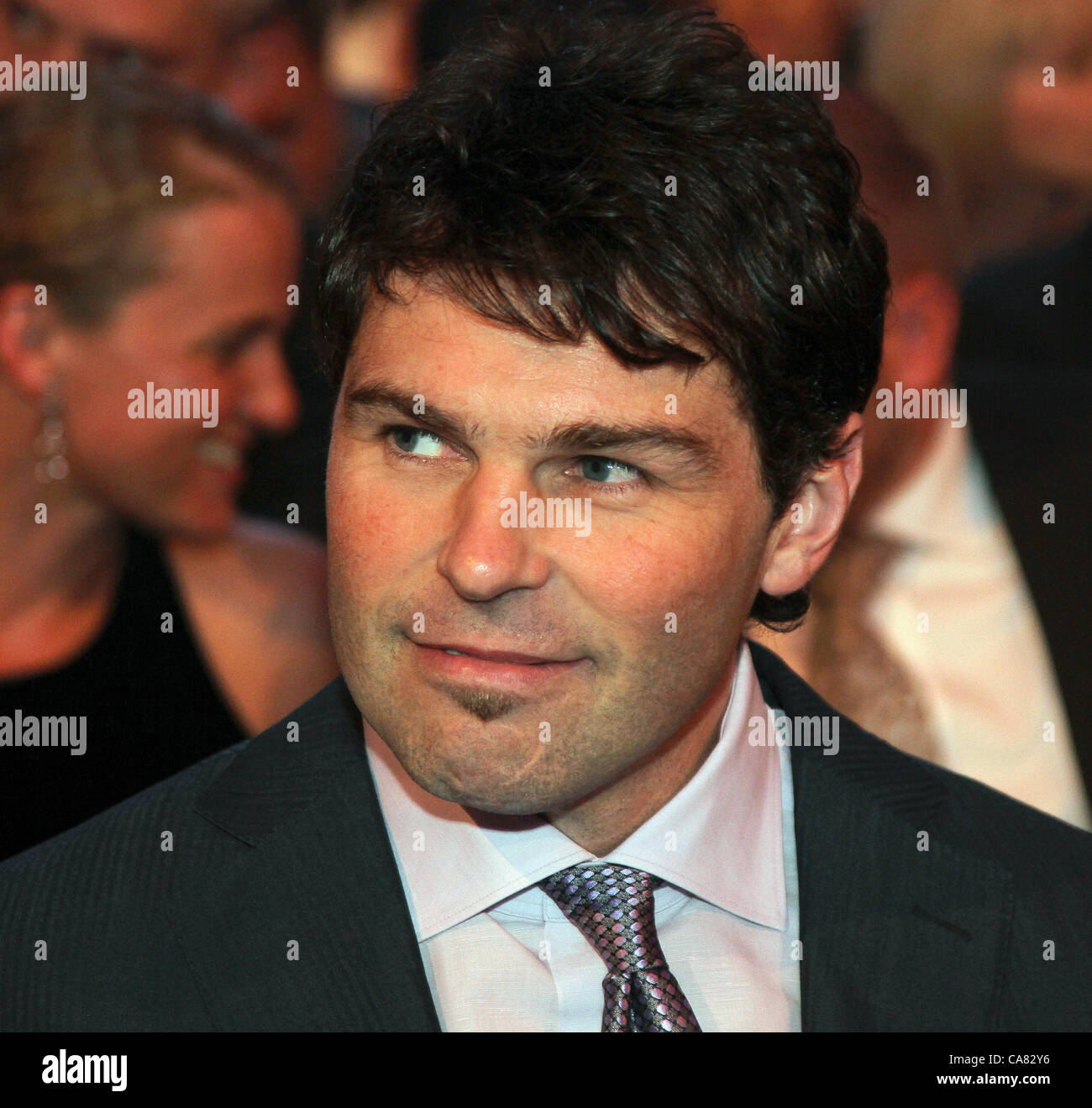 The annual award Golden Hockey Stick for the best ice hockey player of the season was announced in Karlovy Vary, Czech Republic on June 23, 2012. Czech ice hockey player Jaromir Jagr pictured in the audience. (CTK Photo/Jan Sokol) Stock Photo